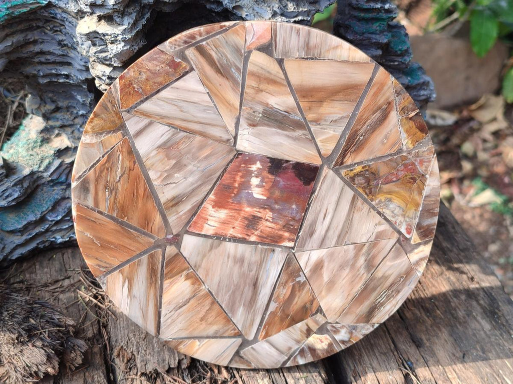 Hand Made Red Podocarpus Petrified Wood Conglomerate Plaques x 2 From Mahajanga, Madagascar