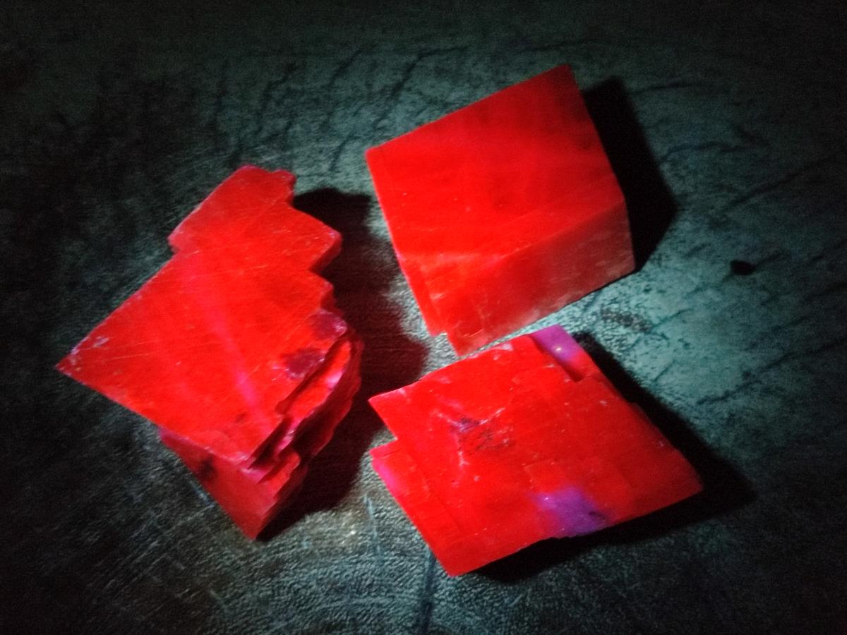 Natural Rhombohedral Sunset Orange Calcite Specimens x 12 From Spitzkop, Namibia