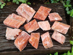 Natural Rhombohedral Sunset Orange Calcite Specimens x 12 From Spitzkop, Namibia