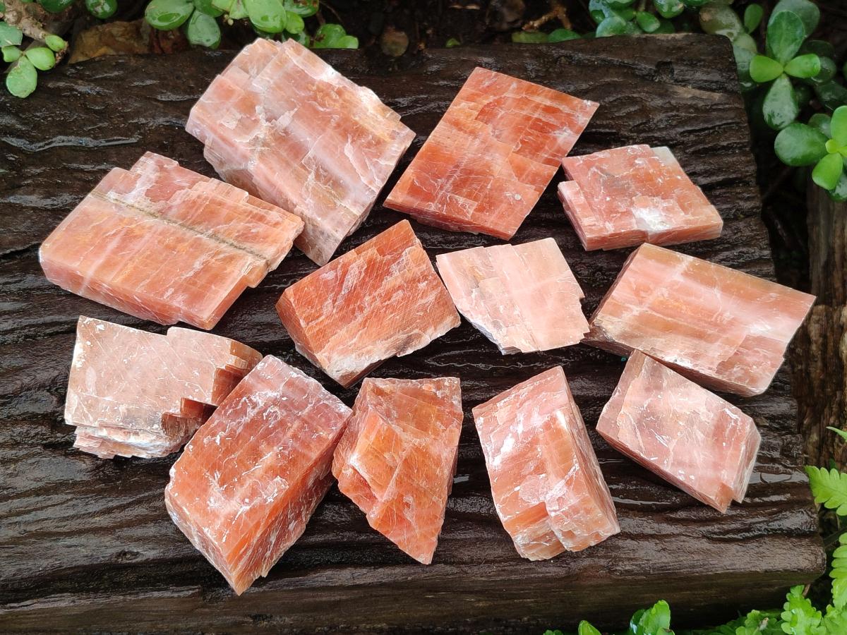 Natural Rhombohedral Sunset Orange Calcite Specimens x 12 From Spitzkop, Namibia