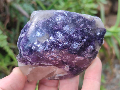 Polished One Side Lithium Silver Leaf Lepidolite x 12 From Zimbabwe