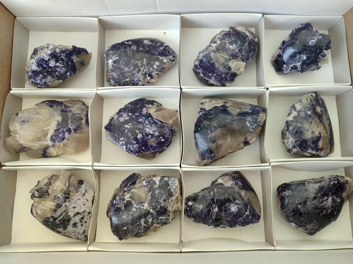 Polished One Side Lithium Silver Leaf Lepidolite x 12 From Zimbabwe