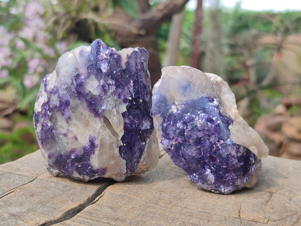 Polished One Side Lithium Silver Leaf Lepidolite x 12 From Zimbabwe