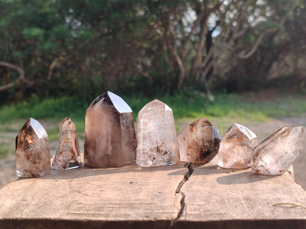 Polished Mix of Window Crystals x 18 From Akansobe, Madagascar