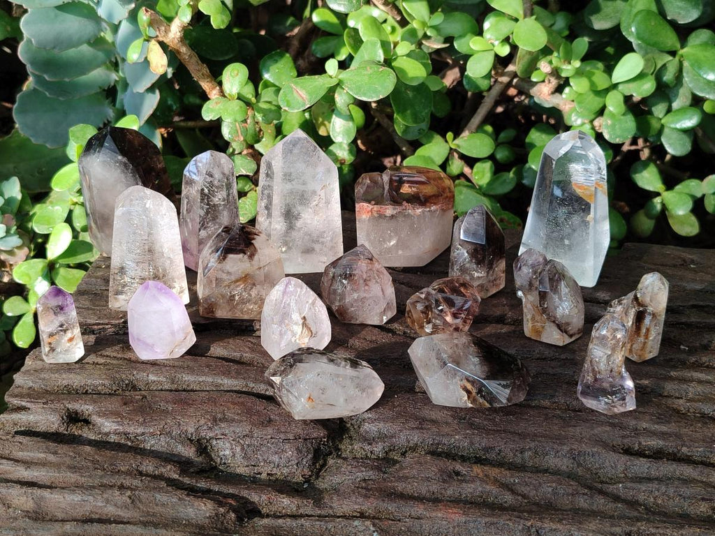 Polished Mix of Window Crystals x 18 From Akansobe, Madagascar