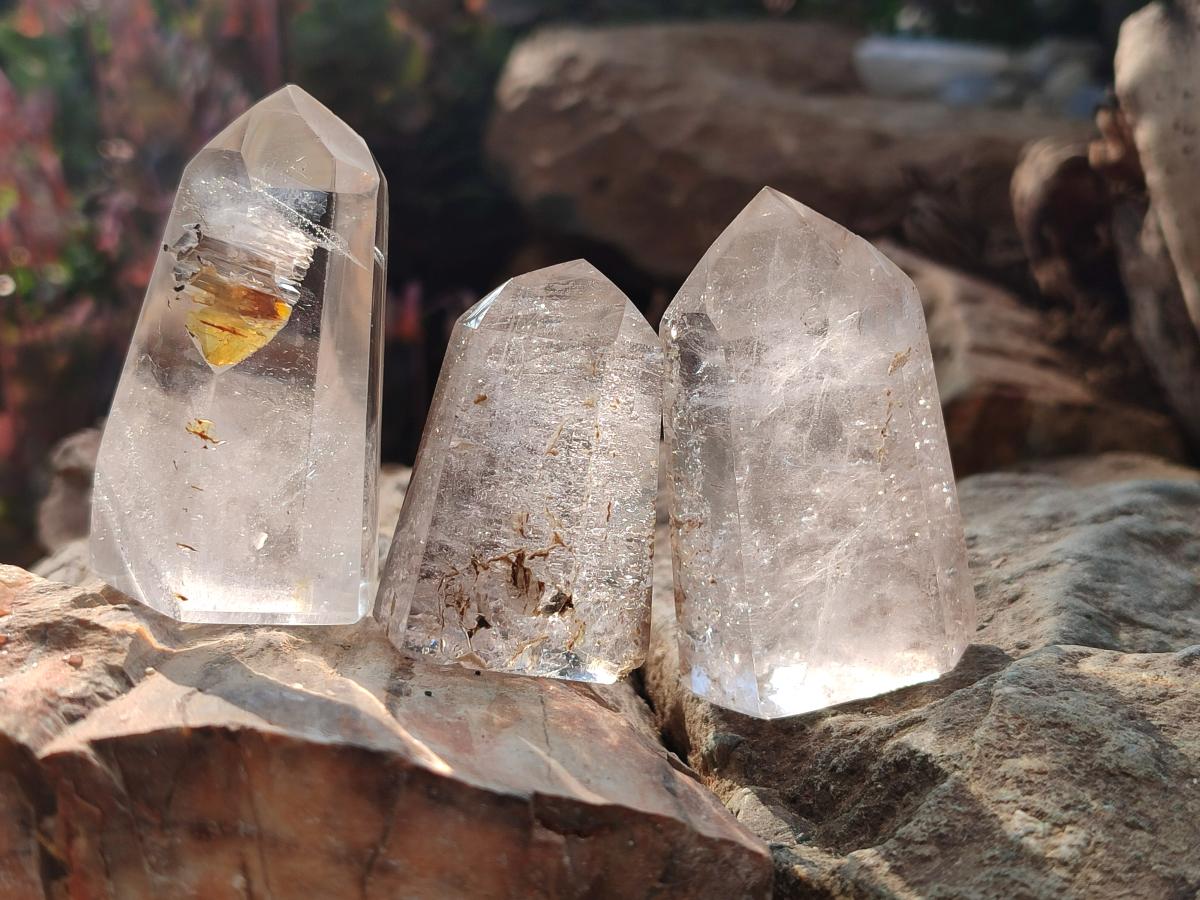 Polished Mix of Window Crystals x 18 From Akansobe, Madagascar