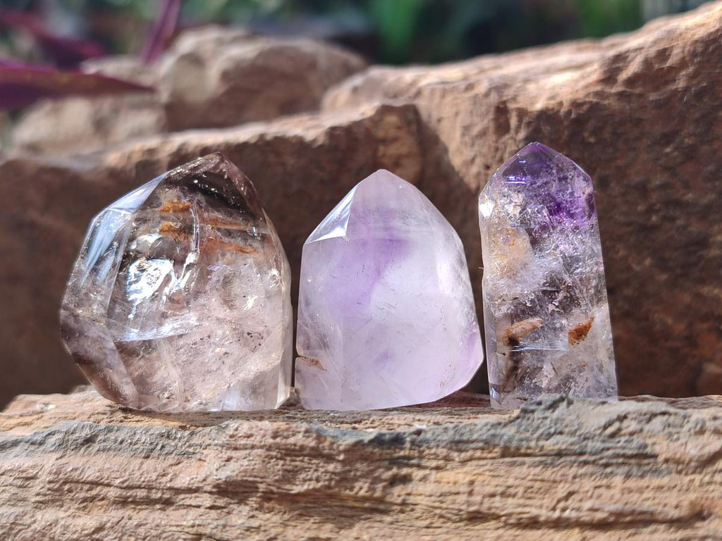 Polished Mix of Window Crystals x 18 From Akansobe, Madagascar