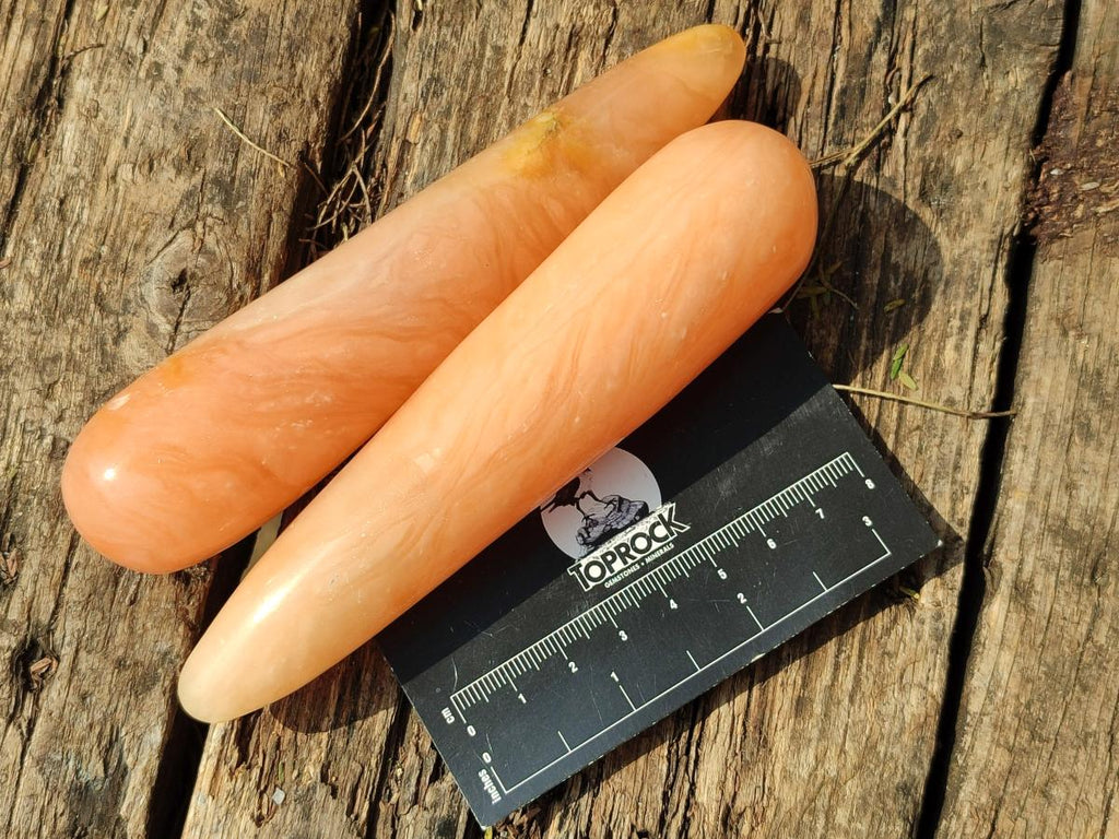 Polished Orange Twist Calcite Massage Wands x 9 From Maevatanana, Madagascar