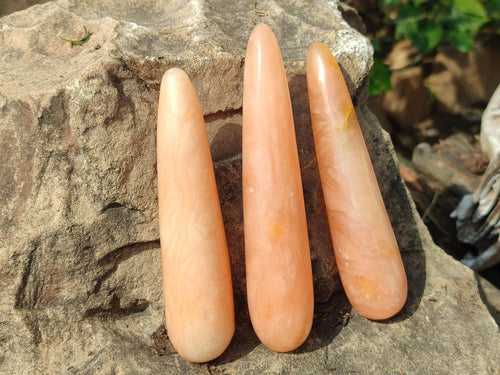 Polished Orange Twist Calcite Massage Wands x 9 From Maevatanana, Madagascar