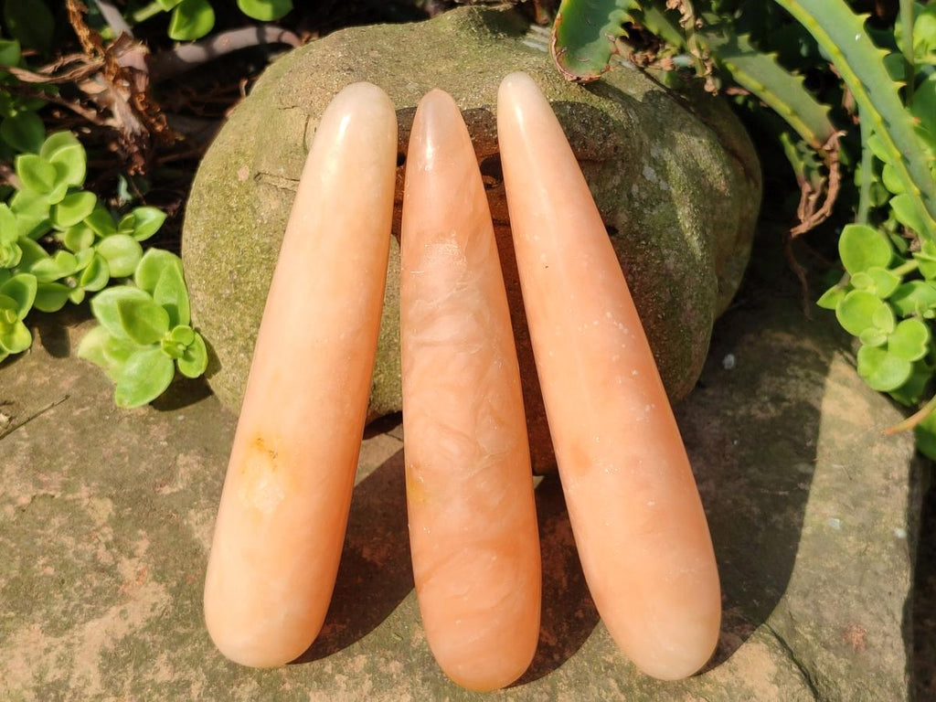 Polished Orange Twist Calcite Massage Wands x 9 From Maevatanana, Madagascar