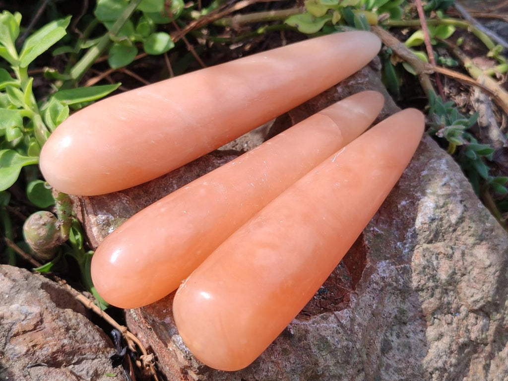Polished Orange Twist Calcite Massage Wands x 9 From Maevatanana, Madagascar