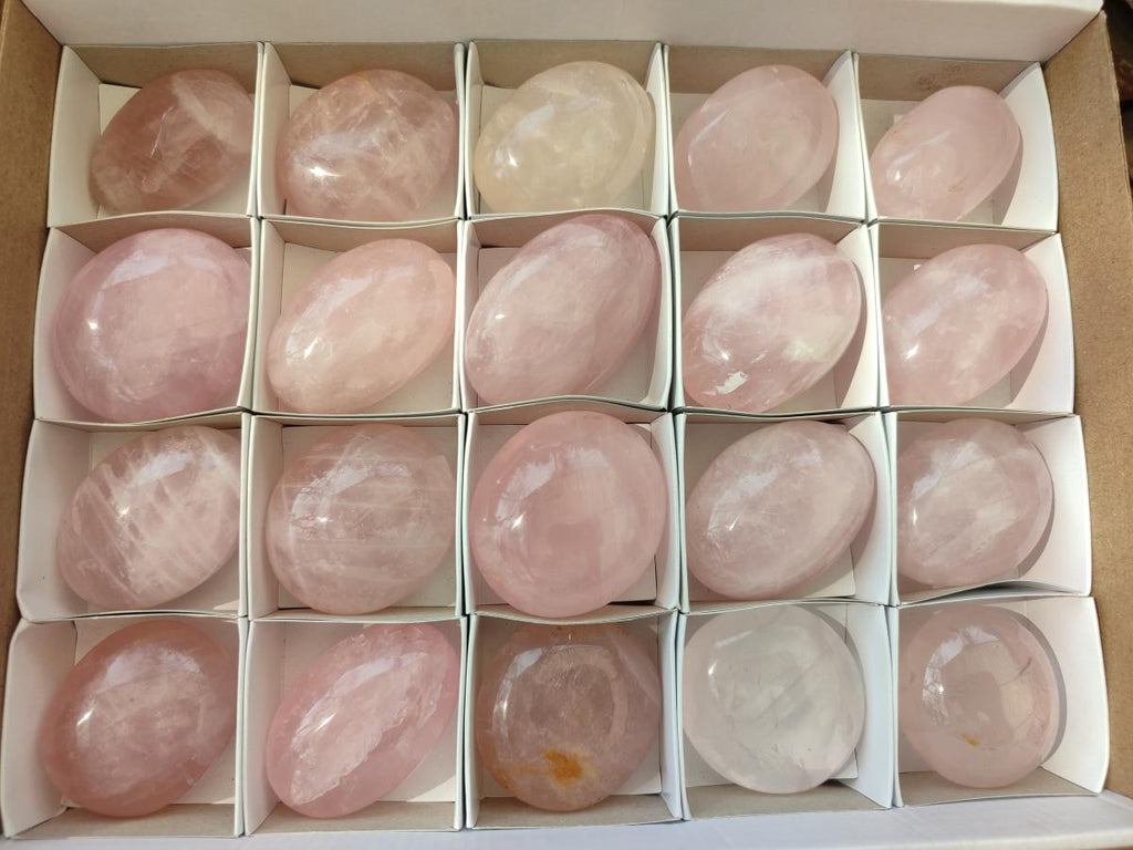 Polished Gemmy Rose Quartz Palm Stones x 20 From Madagascar