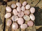 Polished Gemmy Rose Quartz Palm Stones x 20 From Madagascar