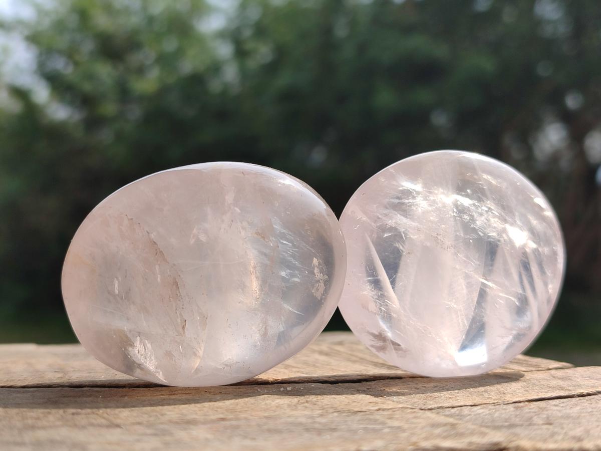 Polished Gemmy Rose Quartz Palm Stones x 20 From Madagascar