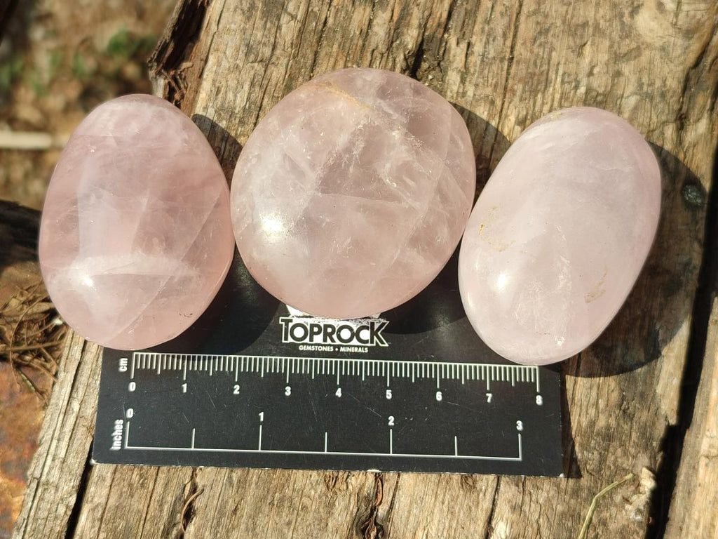 Polished Gemmy Rose Quartz Palm Stones x 20 From Madagascar