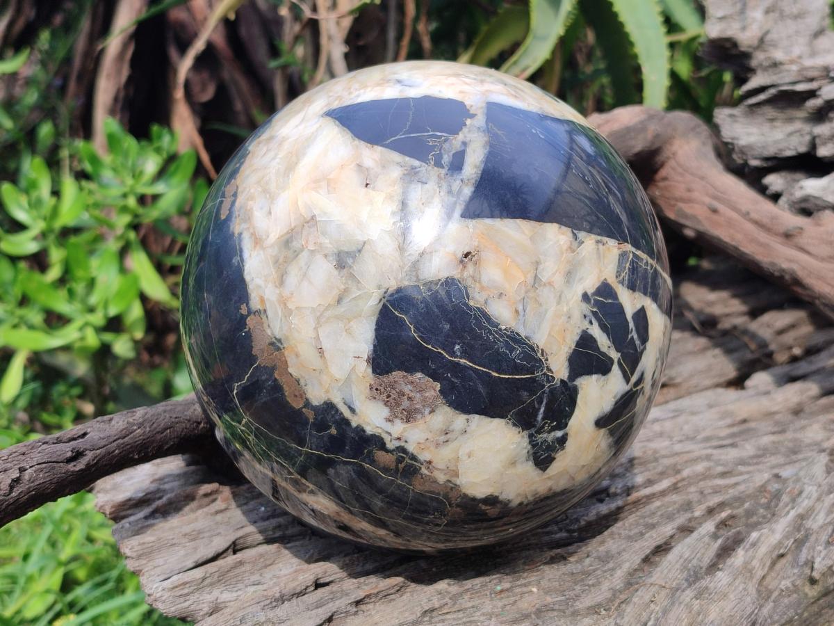Polished Basalt and Quartz Marble Sphere x 1 From South Africa