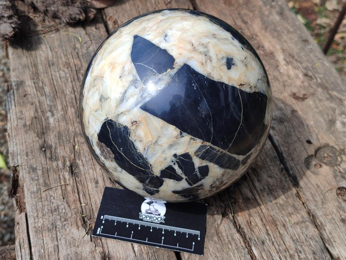 Polished Basalt and Quartz Marble Sphere x 1 From South Africa