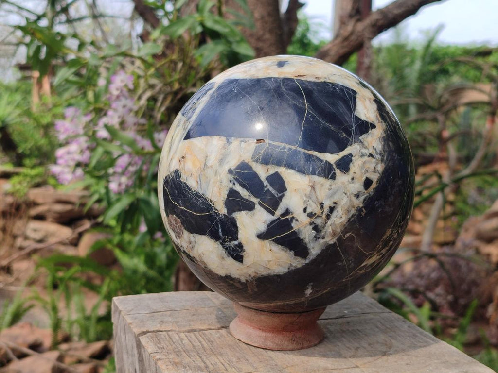 Polished Basalt and Quartz Marble Sphere x 1 From South Africa