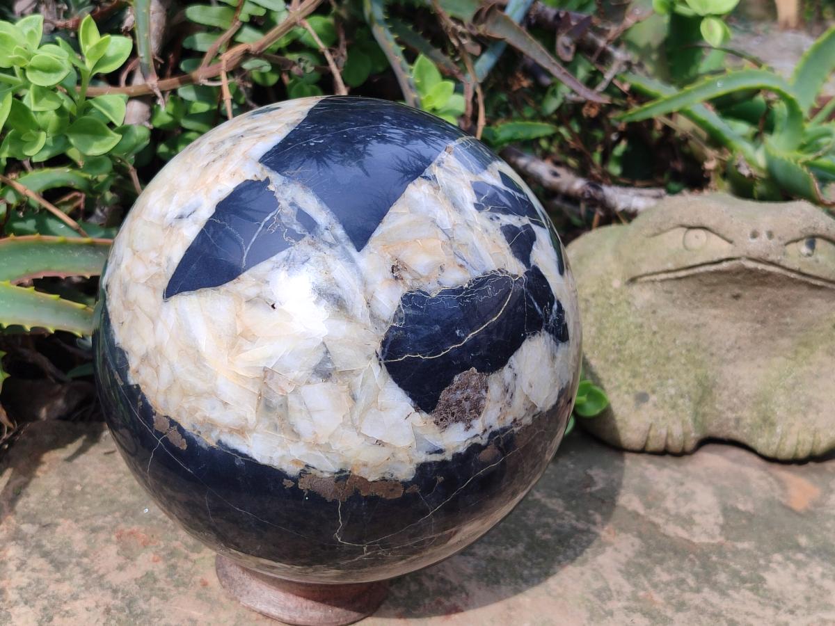 Polished Basalt and Quartz Marble Sphere x 1 From South Africa