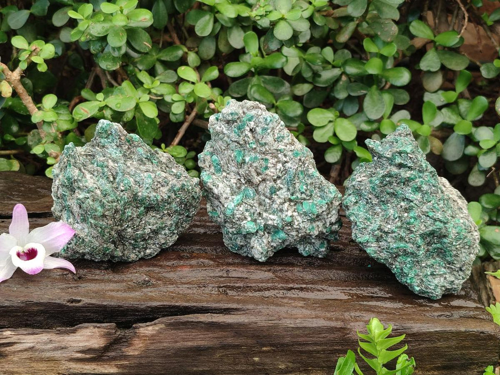 Natural Emerald Mica 'Mutokolite' Cobbed Specimens x 3 From Mutoko, Zimbabwe