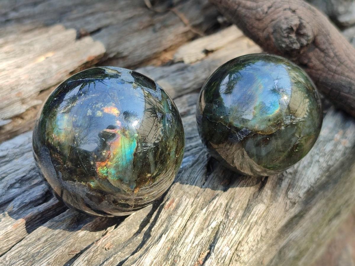 Polished Labradorite Spheres x 6 From Madagascar