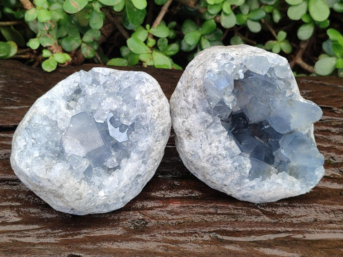 Natural Blue Celestite Specimens x 2 From Sakoany, Madagascar