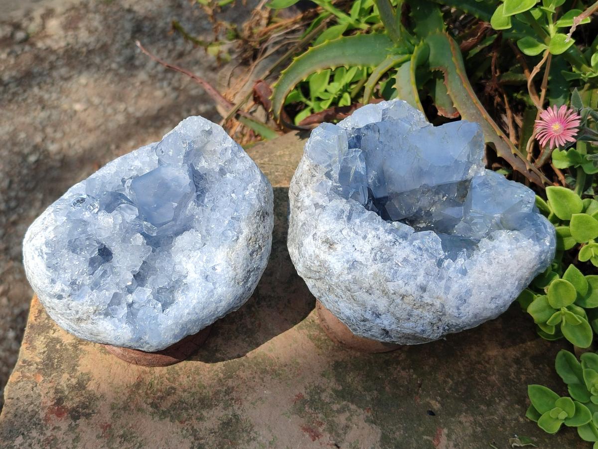 Natural Blue Celestite Specimens x 2 From Sakoany, Madagascar