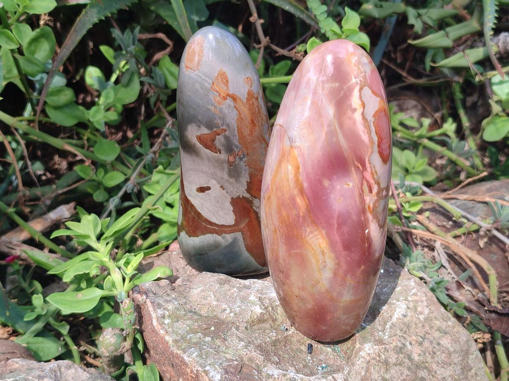 Polished Polychrome Jasper Standing Display Pieces x 3 From Androka, Madagascar