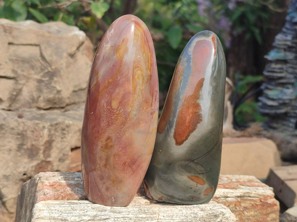Polished Polychrome Jasper Standing Display Pieces x 3 From Androka, Madagascar