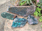 Natural Crystalline Libethenite Specimens on Dolomite Matrix x 4 From Shituru, Congo