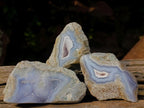 Polished One Side Blue Lace Agate Geodes x 12 From Nsanje, Malawi