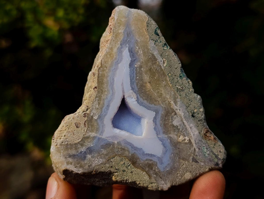 Polished One Side Blue Lace Agate Geodes x 12 From Nsanje, Malawi