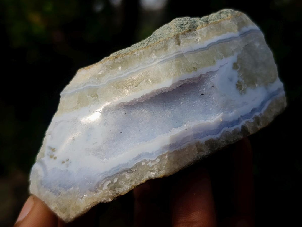 Polished One Side Blue Lace Agate Geodes x 12 From Nsanje, Malawi