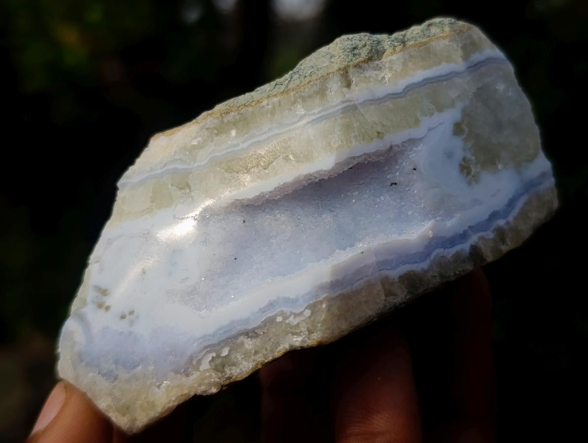 Polished One Side Blue Lace Agate Geodes x 12 From Nsanje, Malawi