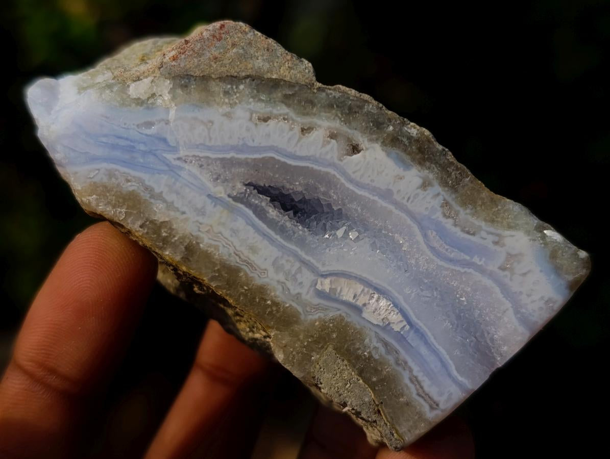 Polished One Side Blue Lace Agate Geodes x 12 From Nsanje, Malawi