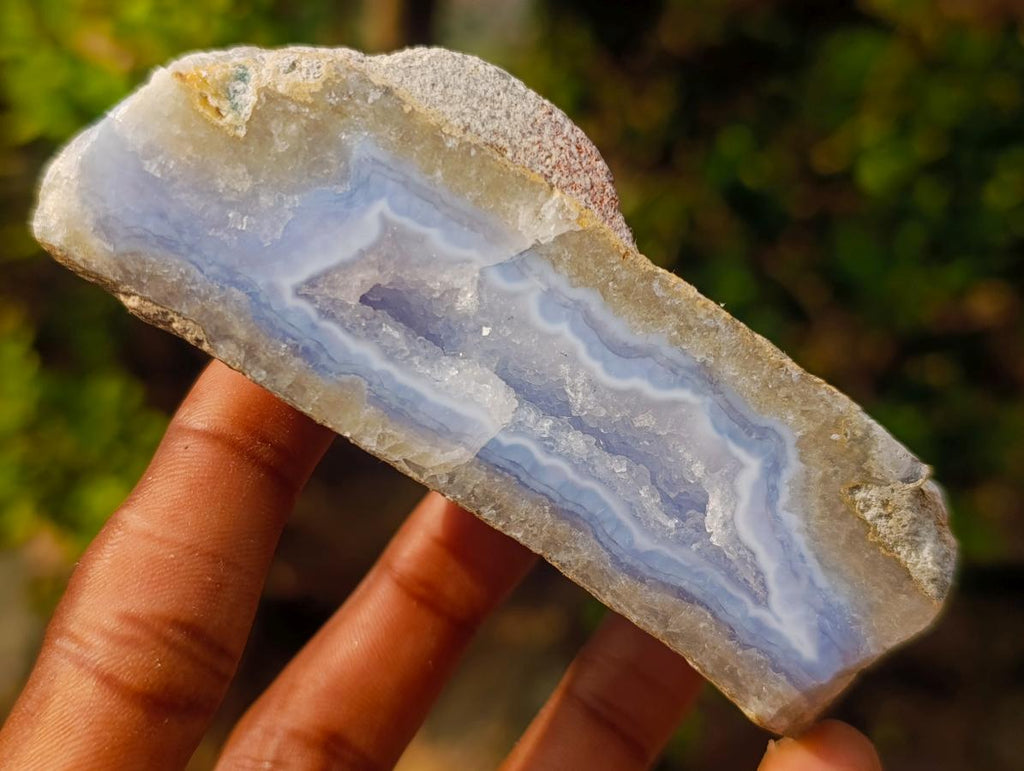 Polished One Side Blue Lace Agate Geodes x 12 From Nsanje, Malawi