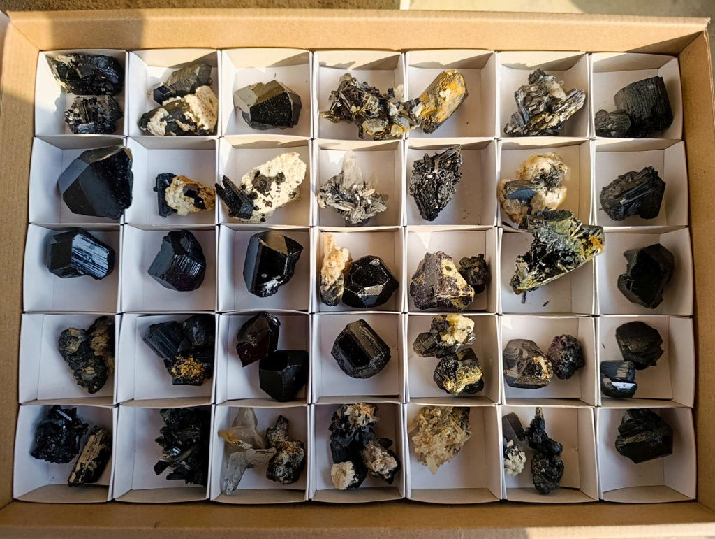 Natural Schorl Black Tourmaline Specimens x 53 From Erongo, Namibia