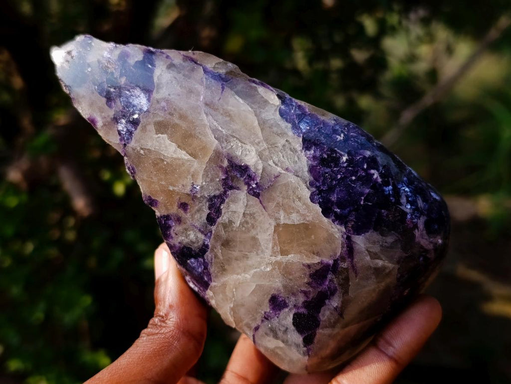 Polished Large One Side Lithium Silver Leaf Lepidolite x 6 From Zimbabwe