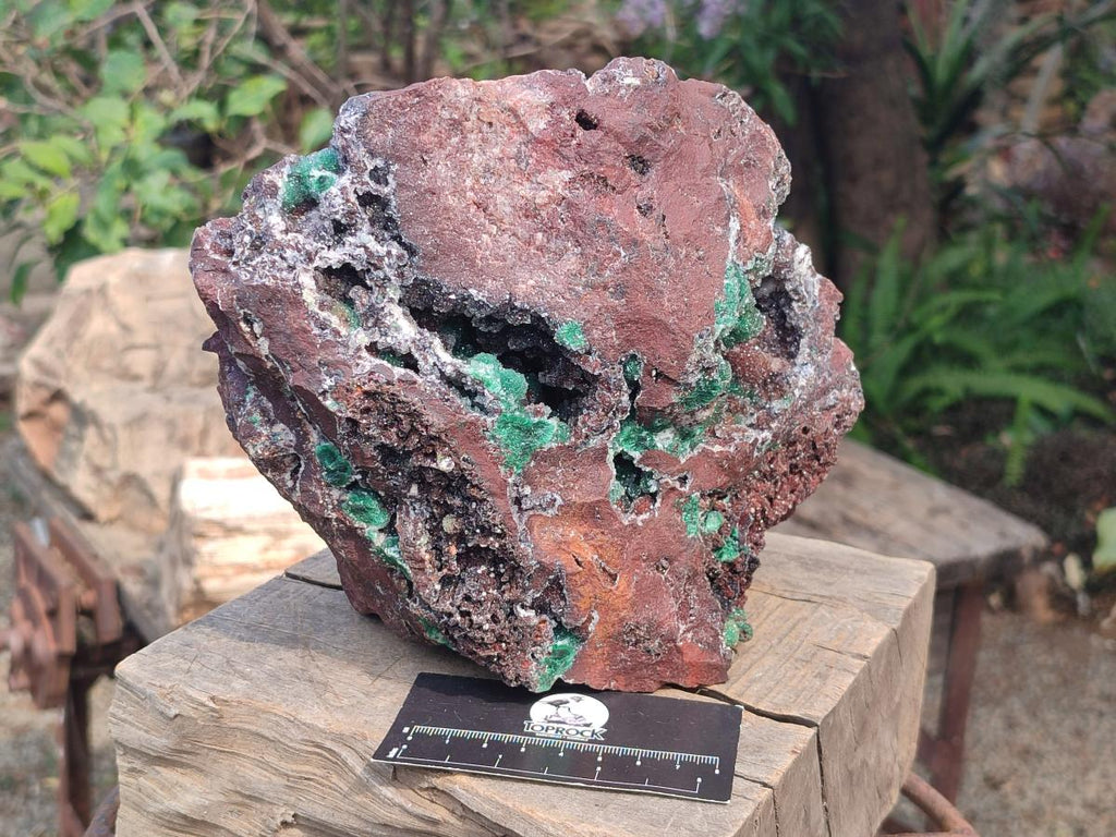 Natural Large Ball Malachite Specimen with Drusy Quartz on Red Dolomite x 1 From Mindingi Mine, Kambove, Congo