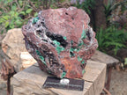 Natural Large Ball Malachite Specimen with Drusy Quartz on Red Dolomite x 1 From Mindingi Mine, Kambove, Congo