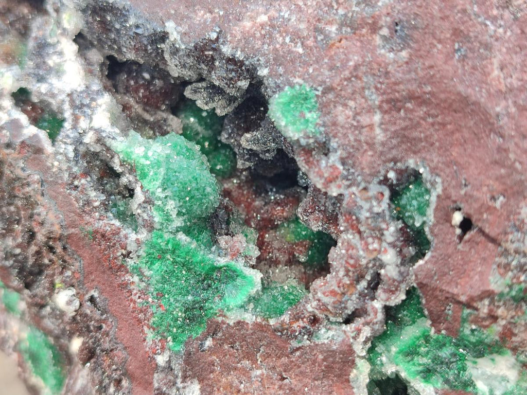 Natural Large Ball Malachite Specimen with Drusy Quartz on Red Dolomite x 1 From Mindingi Mine, Kambove, Congo