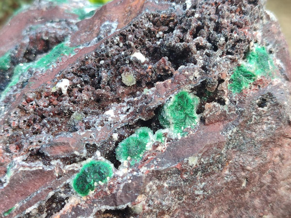 Natural Large Ball Malachite Specimen with Drusy Quartz on Red Dolomite x 1 From Mindingi Mine, Kambove, Congo