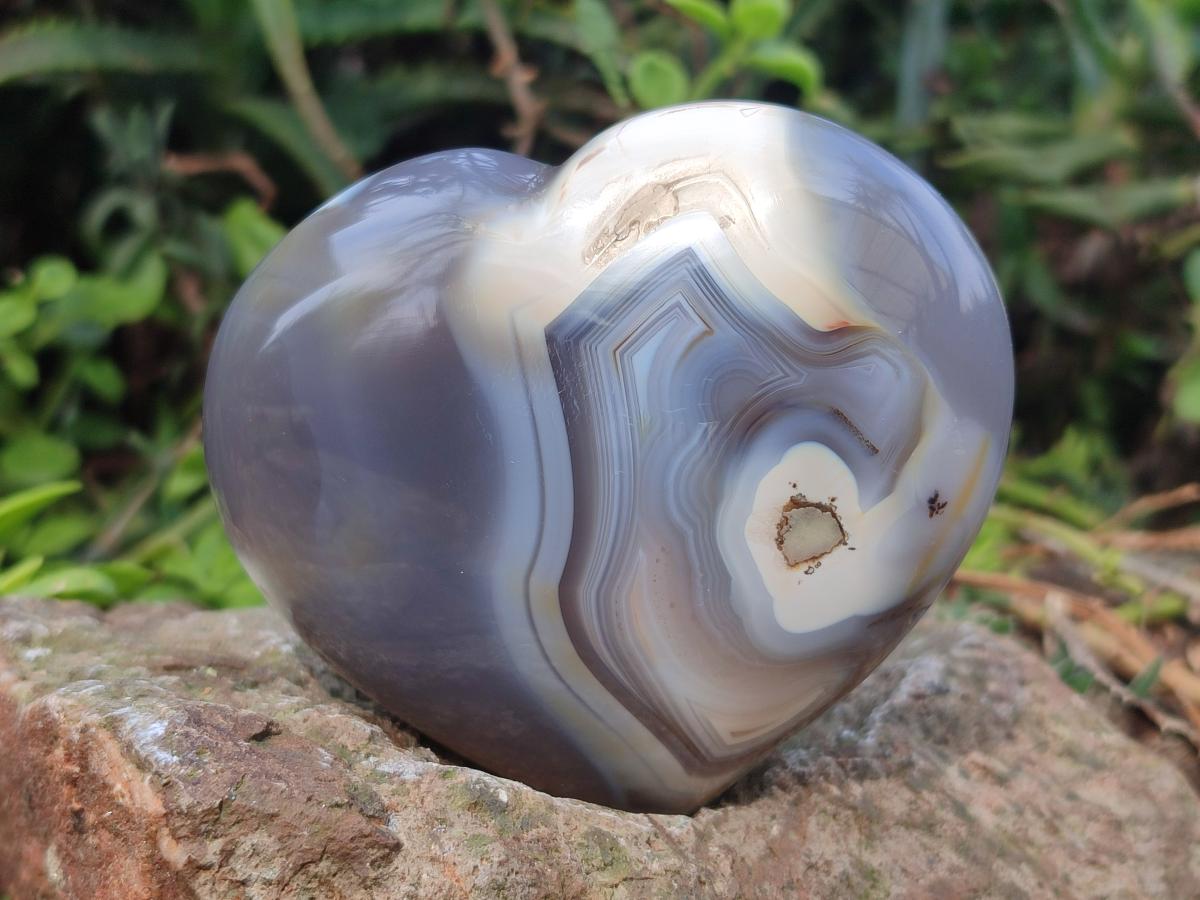 Polished Banded Agate Hearts x 6 From Madagascar