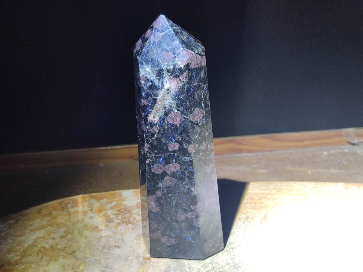 Polished Large Rare "Water Sapphire" Tower with Sillimanite Spots x 1 From Ambatofinandrahana, Madagascar