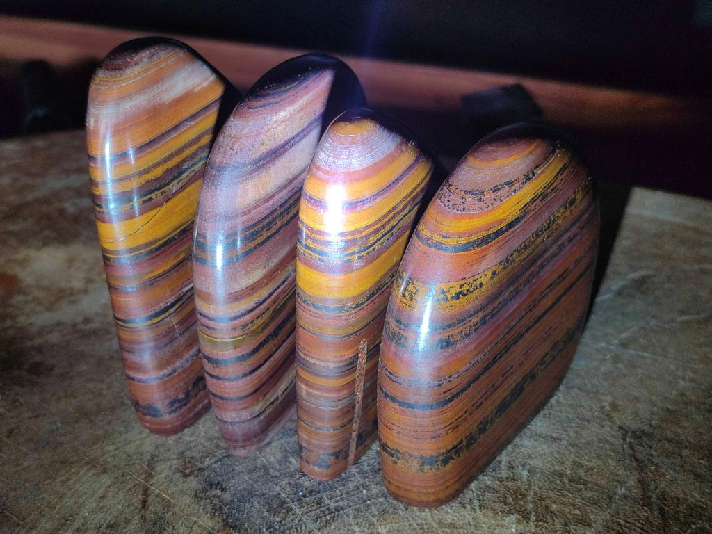 Polished Banded Tiger Iron Standing Display Pieces x 4 From South Africa