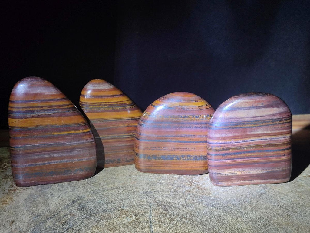 Polished Banded Tiger Iron Standing Display Pieces x 4 From South Africa