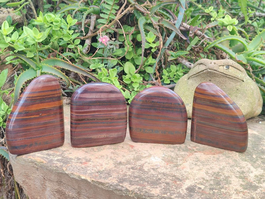 Polished Banded Tiger Iron Standing Display Pieces x 4 From South Africa