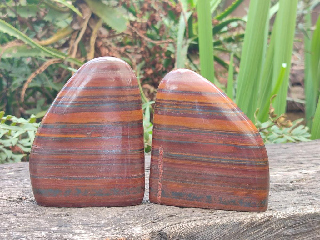 Polished Banded Tiger Iron Standing Display Pieces x 4 From South Africa