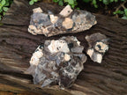 Natural Smokey Quartz Clusters with Feldspar and Schorl Black Tourmaline x 3 From Erongo, Namibia