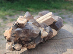 Natural Smokey Quartz Clusters with Feldspar and Schorl Black Tourmaline x 3 From Erongo, Namibia